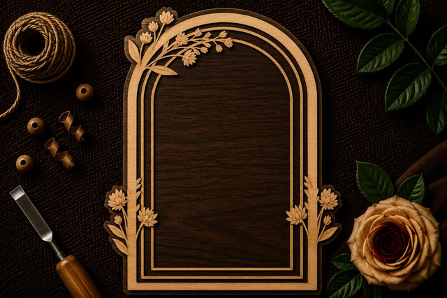 Elegant Floral Arch Border Laser Cut SVG File SVG Regulrcrative 