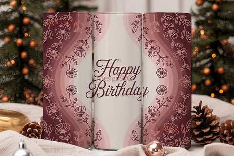 Elegant Floral Birthday 20oz Tumbler Sublimation DesignSVG 