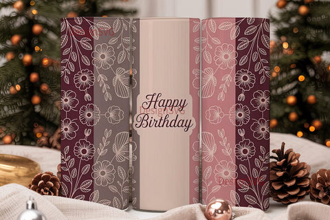 Elegant Floral Birthday 20oz Tumbler Sublimation DesignSVG 