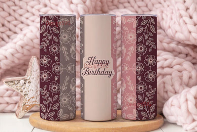 Elegant Floral Birthday 20oz Tumbler Sublimation DesignSVG 