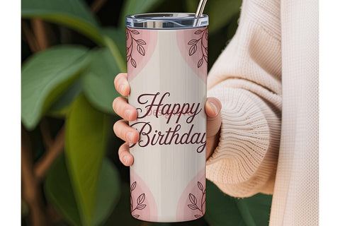 Elegant Floral Birthday 20oz Tumbler Sublimation DesignSVG 