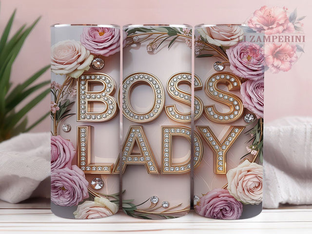 Elegant Floral Boss Lady Tumbler, Watercolor Floral Wrap, 20oz Tumbler Sublimation, Glitter Diamond Roses Design, Feminine Power Sublimation, Chic Lady Tumbler, Elegant Floral Boss Wrap Sublimation Li Zamperini 
