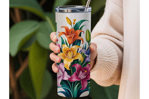 Elegant Floral Bouquet 20oz Tumbler Wrap Sublimation DesignSVG 