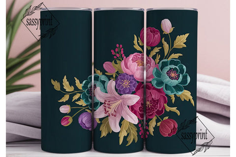 Elegant Floral Bouquet 20oz Tumbler Wrap Sublimation sassyprint 