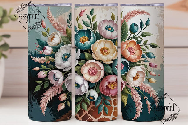Elegant Floral Bouquet 20oz Tumbler Wrap Sublimation sassyprint 
