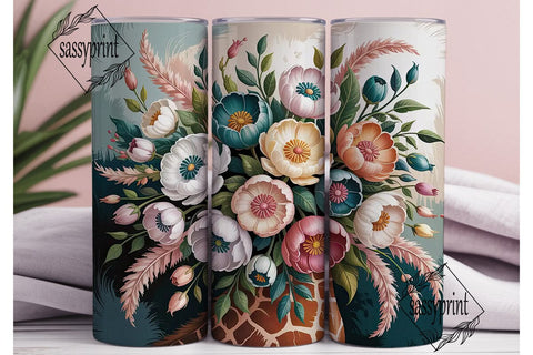 Elegant Floral Bouquet 20oz Tumbler Wrap Sublimation sassyprint 