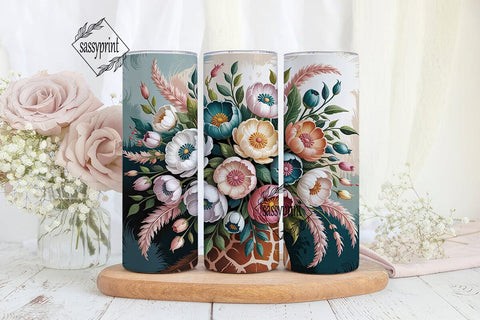 Elegant Floral Bouquet 20oz Tumbler Wrap Sublimation sassyprint 