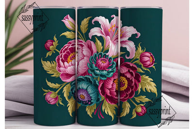 Elegant Floral Bouquet 20oz Tumbler Wrap Sublimation sassyprint 