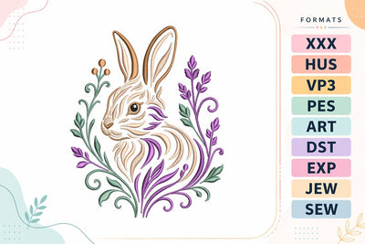 Elegant Floral Bunny Embroidery Design Embroidery/Applique DESIGNS sg embroidery 