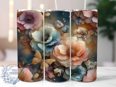 Elegant Floral Butterfly Tumbler, Elegant Butterfly Tumbler, Flower and Butterfly Wrap, Whimsical Butterfly Wrap, Artistic Floral Wrap, Sublimation Design, Trendy Gift Idea Sublimation ToriDesigns 