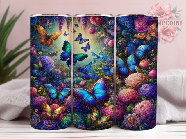 Elegant Floral Butterfly Tumbler, Floral Design, Elegant Style, Nature Theme, Vibrant Pattern, 20Oz Tumbler, Sublimation Wrap Sublimation Li Zamperini 