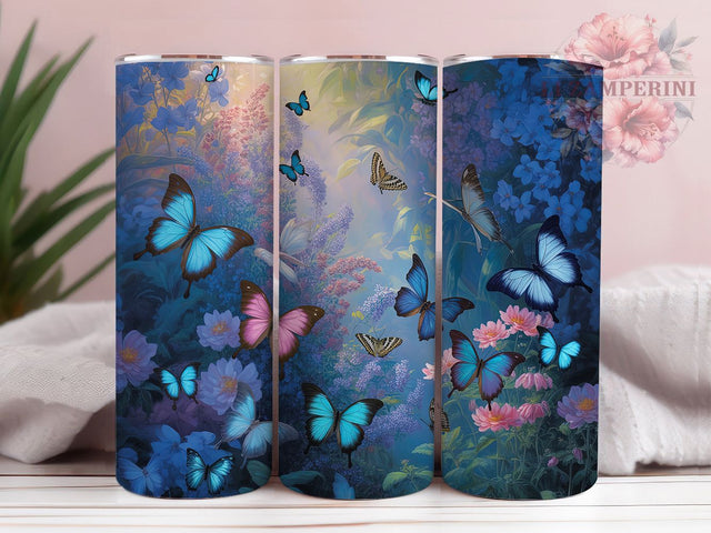 Elegant Floral Butterfly Tumbler, Floral Design, Elegant Style, Nature Theme, Vibrant Pattern, 20Oz Tumbler, Sublimation Wrap Sublimation Li Zamperini 