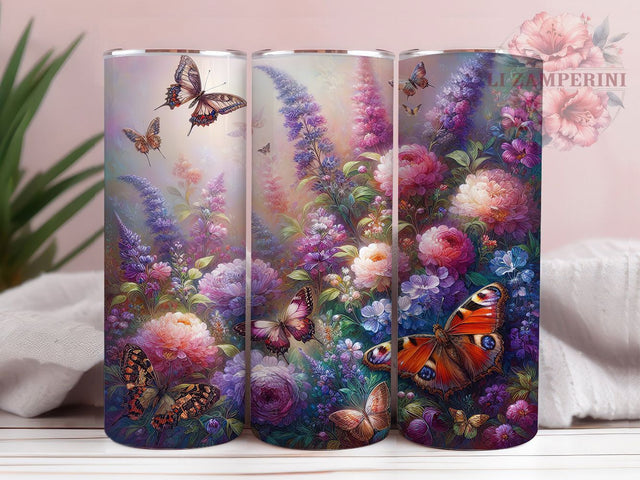 Elegant Floral Butterfly Tumbler, Flowers and Butterflies Tumbler, Elegant Butterfly Wrap, Whimsical Floral Wrap, Rustic Butterfly Wrap, Sublimation Design, Trendy Gift Idea Sublimation Li Zamperini 