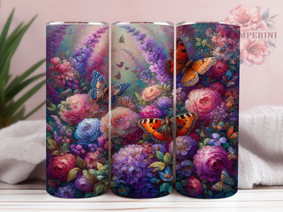 Elegant Floral Butterfly Tumbler, Flowers and Butterflies Tumbler, Elegant Butterfly Wrap, Whimsical Floral Wrap, Rustic Butterfly Wrap, Sublimation Design, Trendy Gift Idea Sublimation Li Zamperini 