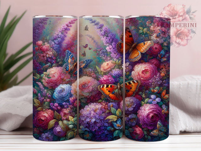 Elegant Floral Butterfly Tumbler, Flowers and Butterflies Tumbler, Elegant Butterfly Wrap, Whimsical Floral Wrap, Rustic Butterfly Wrap, Sublimation Design, Trendy Gift Idea Sublimation Li Zamperini 