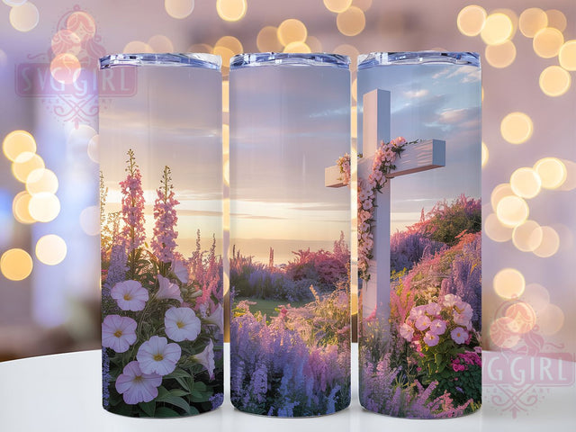Elegant Floral Easter Cross Tumbler, Floral Cross Tumbler, Religious Easter Wrap, Elegant Floral Wrap, Artistic Cross Wrap, Sublimation Design, Trendy Gift Idea Sublimation SvggirlplusArt 