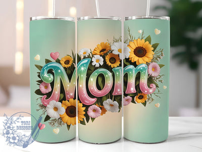 Elegant Floral Glitter Mom Tumbler, Glitter Wrap, Elegant Design, Sublimation Art, 20oz Tumbler, Sparkling Pattern, Nature Theme Sublimation ToriDesigns 