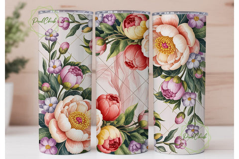 Elegant Floral Lattice 20oz Tumbler Wrap Sublimation PixelChick 