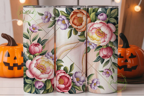 Elegant Floral Lattice 20oz Tumbler Wrap Sublimation PixelChick 