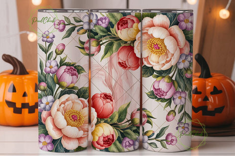 Elegant Floral Lattice 20oz Tumbler Wrap Sublimation PixelChick 
