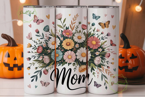 Elegant Floral Mom 20oz Tumbler Wrap Sublimation PixelChick 