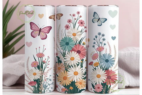 Elegant Floral Mom 20oz Tumbler Wrap Sublimation PixelChick 