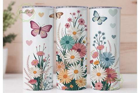 Elegant Floral Mom 20oz Tumbler Wrap Sublimation PixelChick 