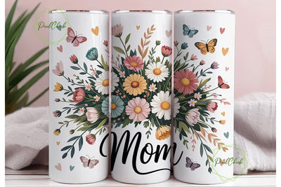 Elegant Floral Mom 20oz Tumbler Wrap Sublimation PixelChick 