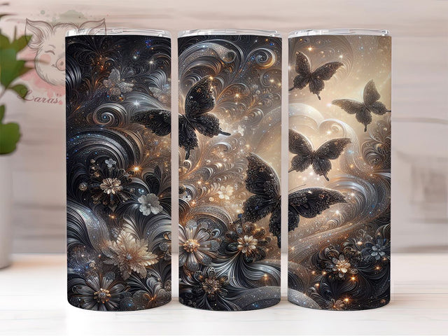Elegant Floral Monarch 20oz Tumbler, Butterfly Floral Cup Wrap, Elegant Butterfly Design, Sublimation Tumbler Wrap, 20Oz Tumbler Design, Nature Inspired Cup, Artistic Butterfly Flower Wrap Sublimation Lara' s Designs 