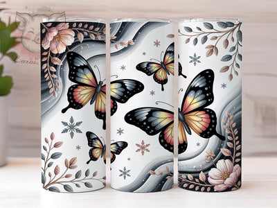 Elegant Floral Monarch 20oz Tumbler, Butterfly Floral Cup Wrap, Elegant Butterfly Design, Sublimation Tumbler Wrap, 20Oz Tumbler Design, Nature Inspired Cup, Artistic Butterfly Flower Wrap Sublimation Lara' s Designs 