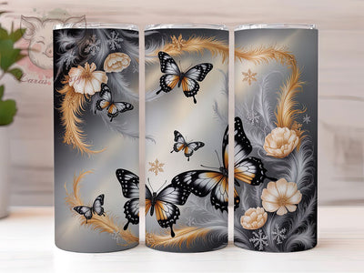 Elegant Floral Monarch 20oz Tumbler, Butterfly Floral Cup Wrap, Elegant Butterfly Design, Sublimation Tumbler Wrap, 20Oz Tumbler Design, Nature Inspired Cup, Artistic Butterfly Flower Wrap Sublimation Lara' s Designs 