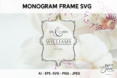 Elegant Floral Monogram Frame SVG SVG Paperjamlab 