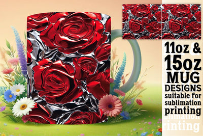 Elegant Floral Mug Wrap 3D Sublimation afrosvg 