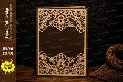 Elegant Floral Rectangle Frame Laser Cut SVG Design SVG Regulrcrative 