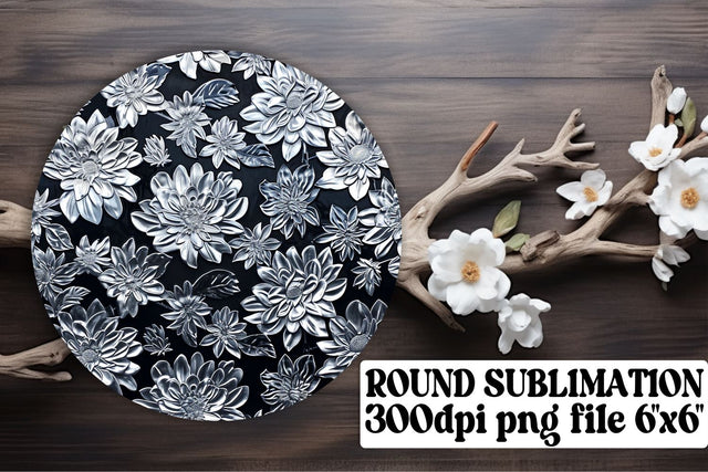 Elegant Flower Circle Sublimation Kit: Keychain, Coaster, Decor Sublimation afrosvg 