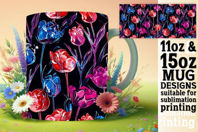 Elegant Flower Wrap for Mugs 3D Sublimation afrosvg 