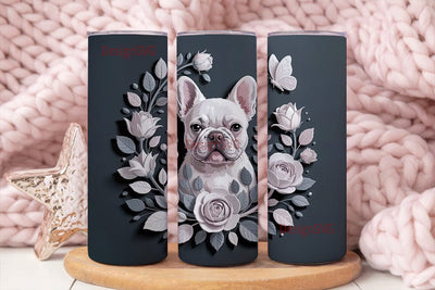 Elegant French Bulldog 20oz Tumbler Wrap Sublimation DesignSVG 