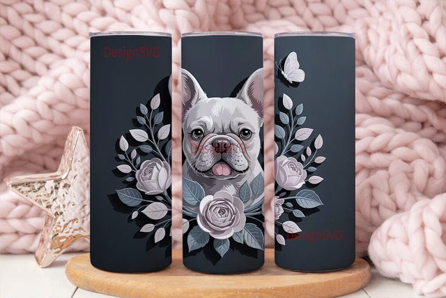 Elegant French Bulldog 20oz Tumbler Wrap Sublimation DesignSVG 