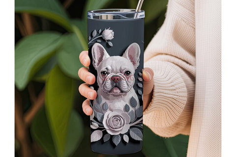 Elegant French Bulldog 20oz Tumbler Wrap Sublimation DesignSVG 