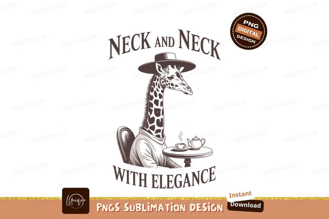 Elegant Giraffe Enjoying Tea sophisticated Sublimation Designangry 
