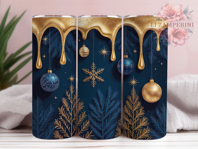 Elegant Gold Christmas Glam Tumbler, Elegant Holiday, 20Oz Tumbler, Sublimation Design, Luxe Noel, Festive Glam, Winter Sparkle Sublimation Li Zamperini 