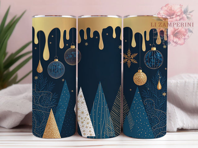 Elegant Gold Christmas Glam Tumbler, Elegant Holiday, 20Oz Tumbler, Sublimation Design, Luxe Noel, Festive Glam, Winter Sparkle Sublimation Li Zamperini 