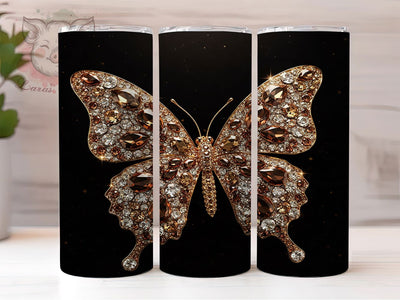 Elegant Gold Foil Butterfly Tumbler, Golden Butterfly Tumbler, Elegant Butterfly Wrap, Gold Foil Tumbler Design, Butterfly Sublimation PNG, Luxury Tumbler Wrap, Sparkly Butterfly Tumbler Sublimation Lara' s Designs 