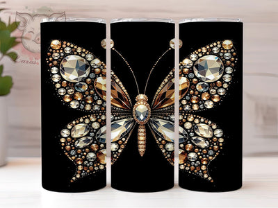 Elegant Gold Foil Butterfly Tumbler, Golden Butterfly Tumbler, Elegant Butterfly Wrap, Gold Foil Tumbler Design, Butterfly Sublimation PNG, Luxury Tumbler Wrap, Sparkly Butterfly Tumbler Sublimation Lara' s Designs 