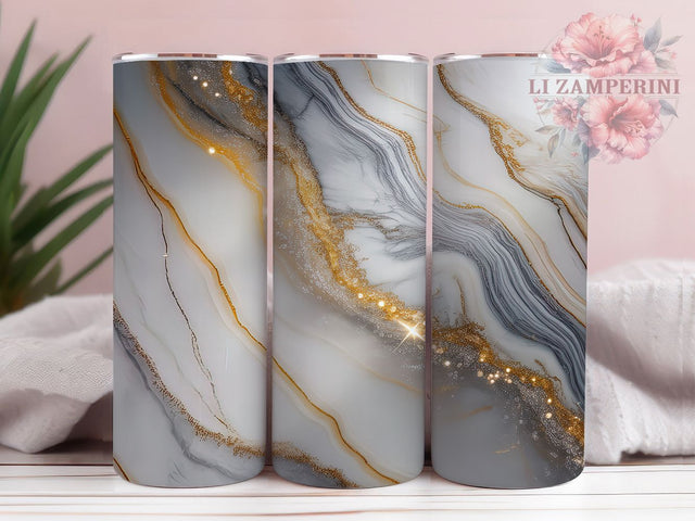 Elegant Gold Glitter Marble Tumbler, Elegant Stone Wrap, 20oz Tumbler Sublimation, Glam Metallic Design, Shimmer Marble Tumbler, Luxe Gold Wrap, Sparkling Marble Sublimation Sublimation Li Zamperini 