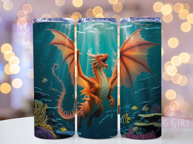 Elegant Golden Fantasy Dragon Tumbler, Fantasy Dragon Wrap, 20Oz Skinny Tumbler, Metallic Dragon Sublimation, Mythical Beast Design, Elegant Dragon Tumbler, Regal Fantasy Wrap Sublimation SvggirlplusArt 