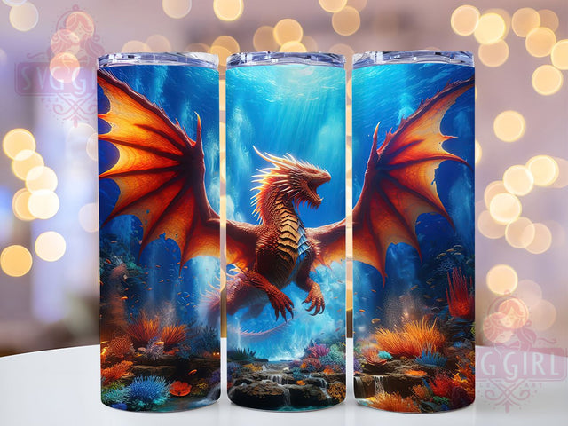Elegant Golden Fantasy Dragon Tumbler, Fantasy Dragon Wrap, 20Oz Skinny Tumbler, Metallic Dragon Sublimation, Mythical Beast Design, Elegant Dragon Tumbler, Regal Fantasy Wrap Sublimation SvggirlplusArt 