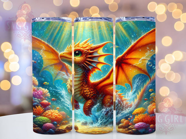 Elegant Golden Fantasy Dragon Tumbler, Fantasy Dragon Wrap, 20Oz Skinny Tumbler, Metallic Dragon Sublimation, Mythical Beast Design, Elegant Dragon Tumbler, Regal Fantasy Wrap Sublimation SvggirlplusArt 