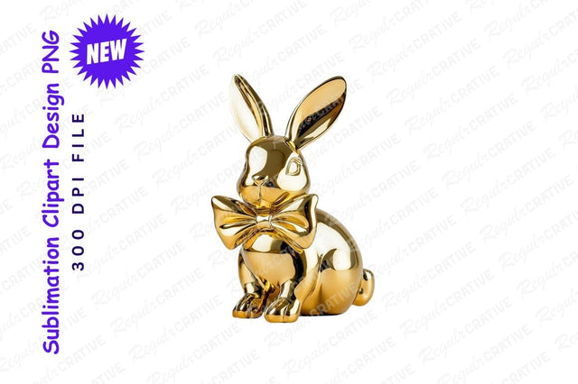 Elegant Golden Rabbit Statue Clipart Png Sublimation Regulrcrative 