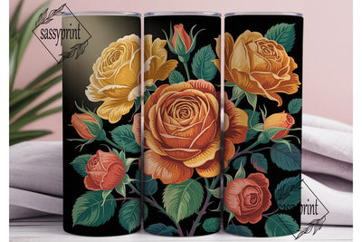 Elegant Golden Roses 20oz Tumbler Wrap Sublimation sassyprint 